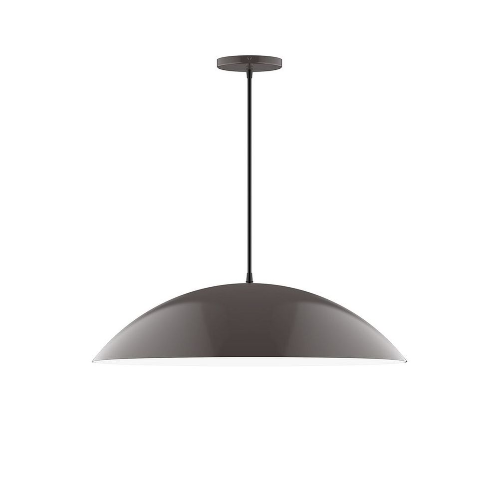 24" Axis Half Dome LED Pendant, black and white houndstooth fabric cord with canopy