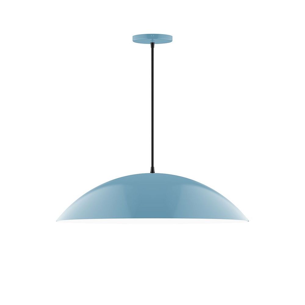 24" Axis Half Dome LED Pendant, neutral argyle fabric cord with canopy, Light Blue