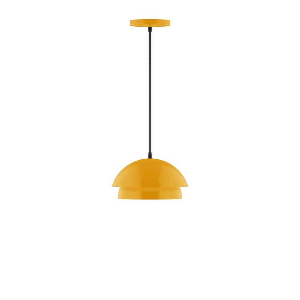 10" Nest LED Pendant, white fabric cord with canopy, Bright Yellow