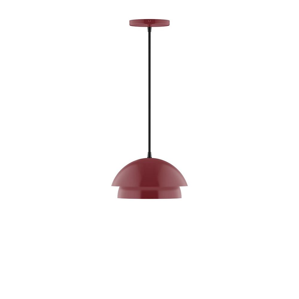 10" Nest LED Pendant, white cord with canopy, Barn Red