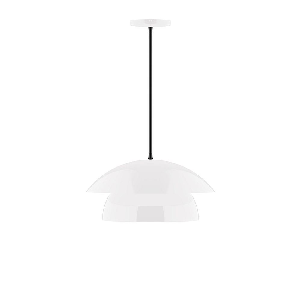 16" Nest LED Pendant, gray fabric cord with canopy, White