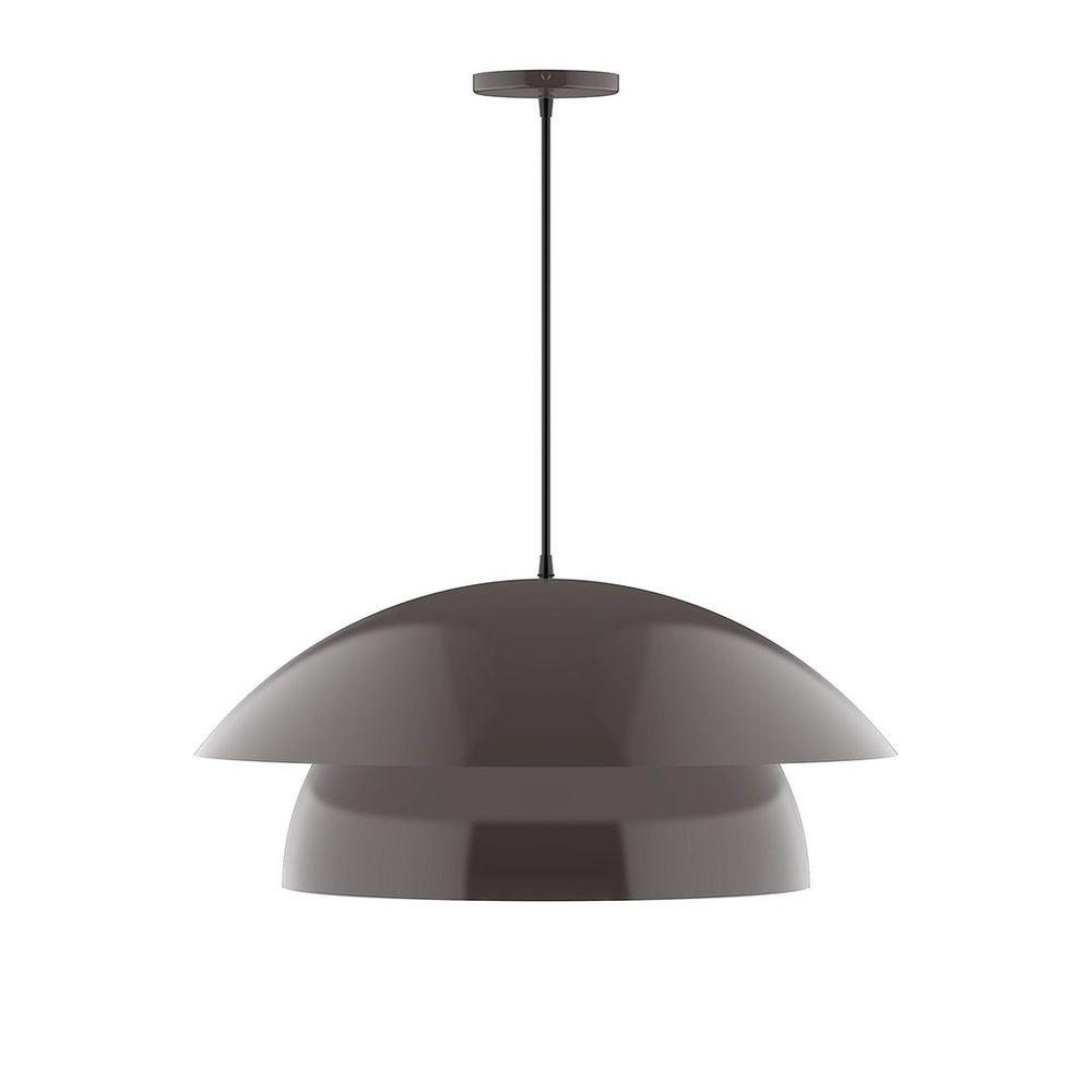 24" Nest LED Pendant, gray fabric cord with canopy, Architectural Bronze