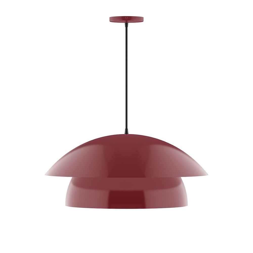 24" Nest LED Pendant, white cord with canopy, Barn Red