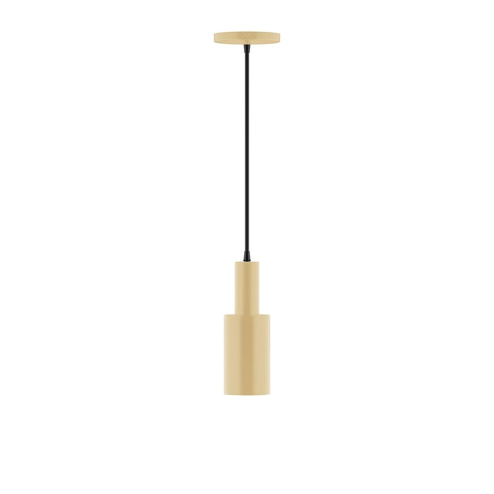 3.5" Stack Mini Cylinder LED Pendant, ivory fabric cord with canopy, Ivory