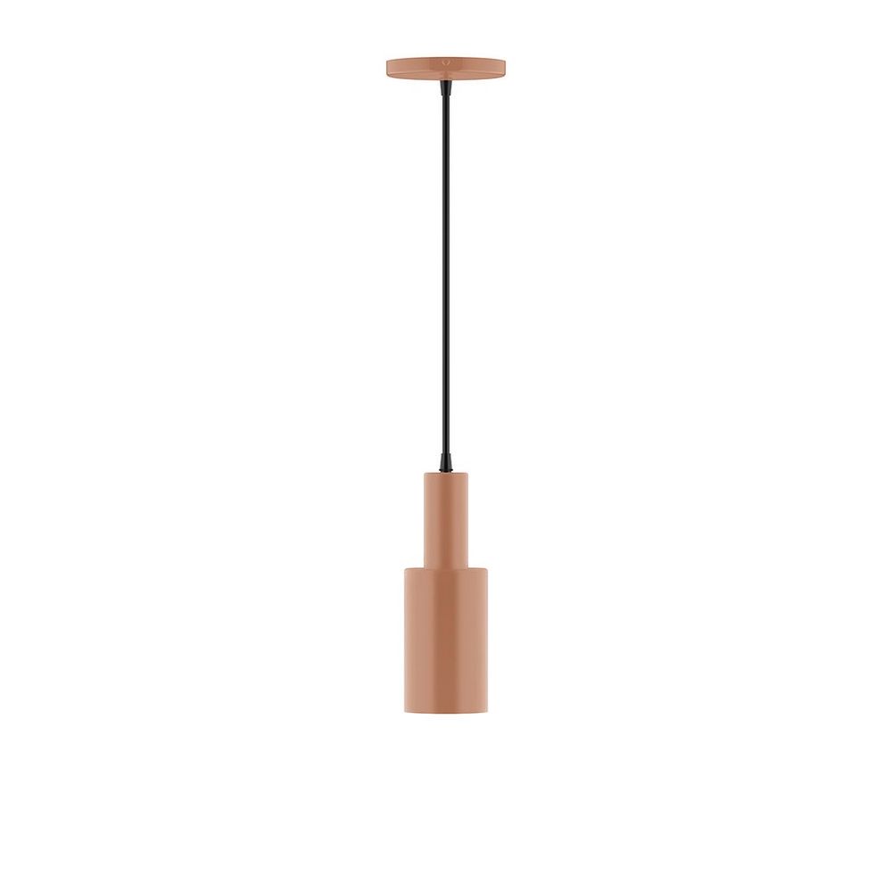 3.5" Stack Mini Cylinder LED Pendant, white fabric cord with canopy, Terracotta