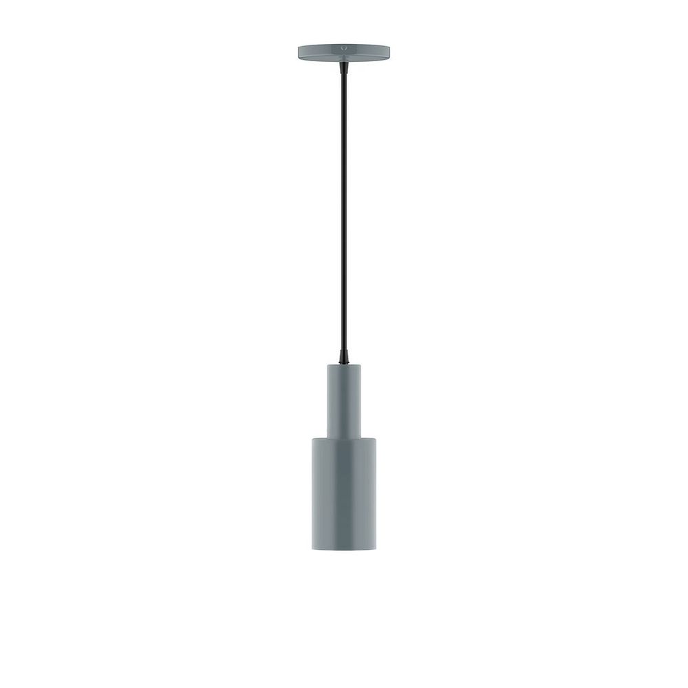 3.5" Stack Mini Cylinder LED Pendant, white cord with canopy, Slate Gray