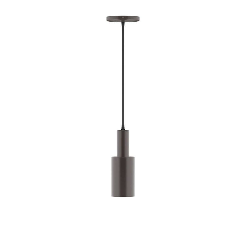 3.5" Stack Mini Cylinder LED Pendant, gray fabric cord with canopy, Architectural Bronze