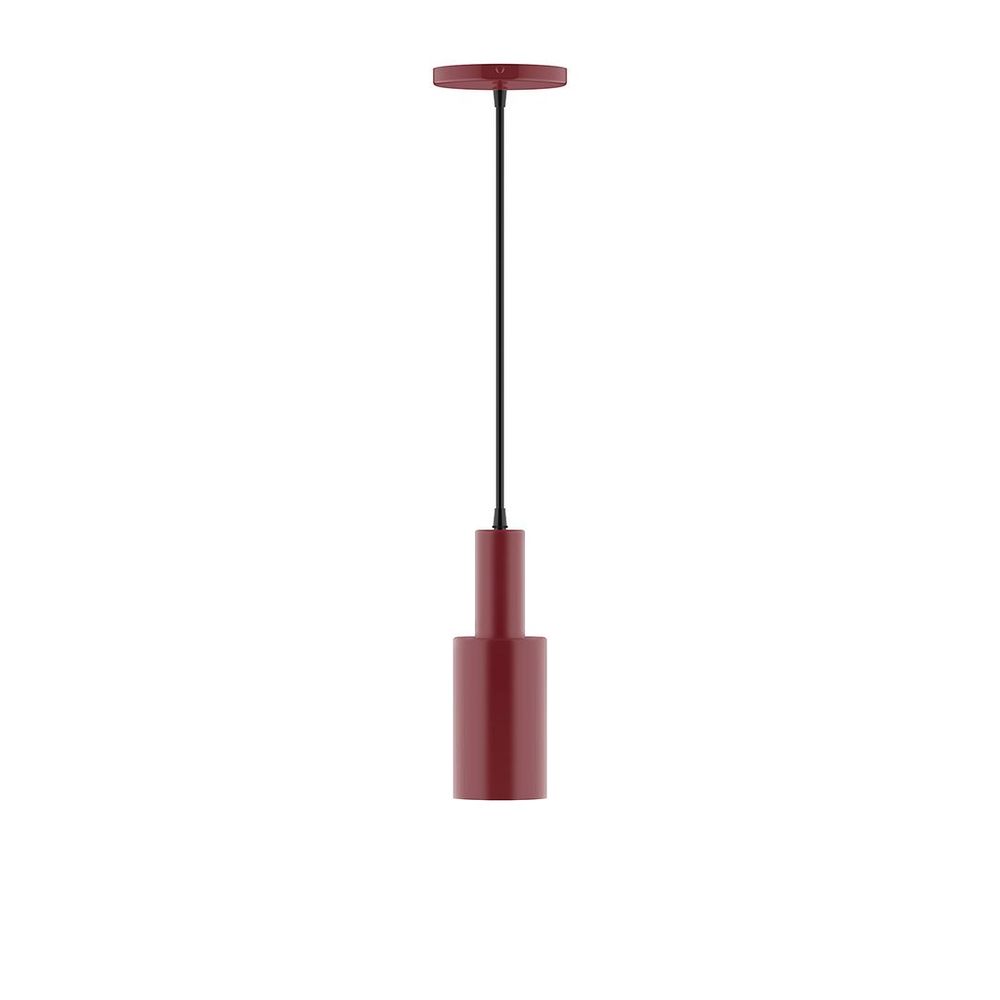 3.5" Stack Mini Cylinder LED Pendant, white cord with canopy, Barn Red