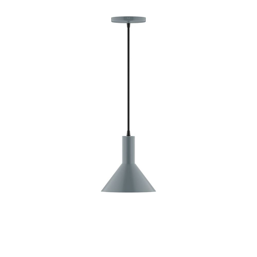 8" Stack Mini Cone LED Pendant, Slate Gray