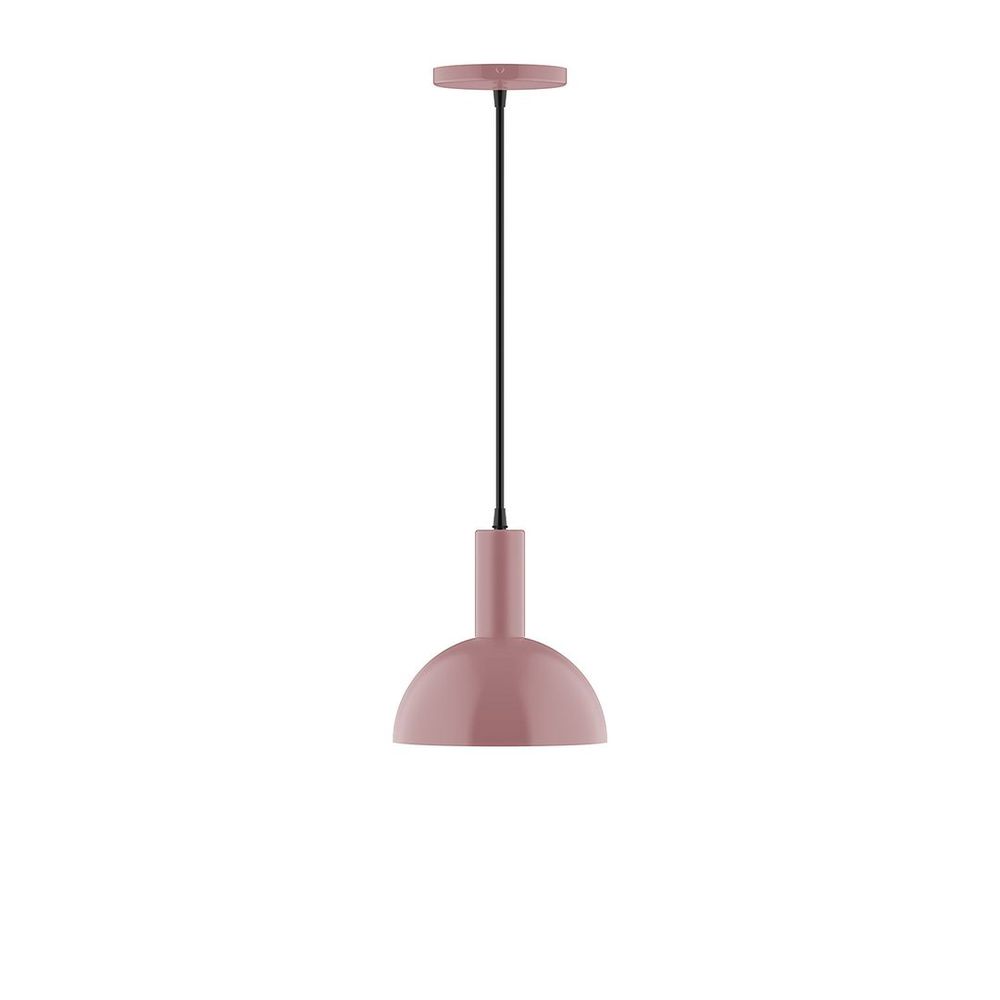 8" Stack Mini Dome LED Pendant, polished copper fabric cord with canopy, Mauve