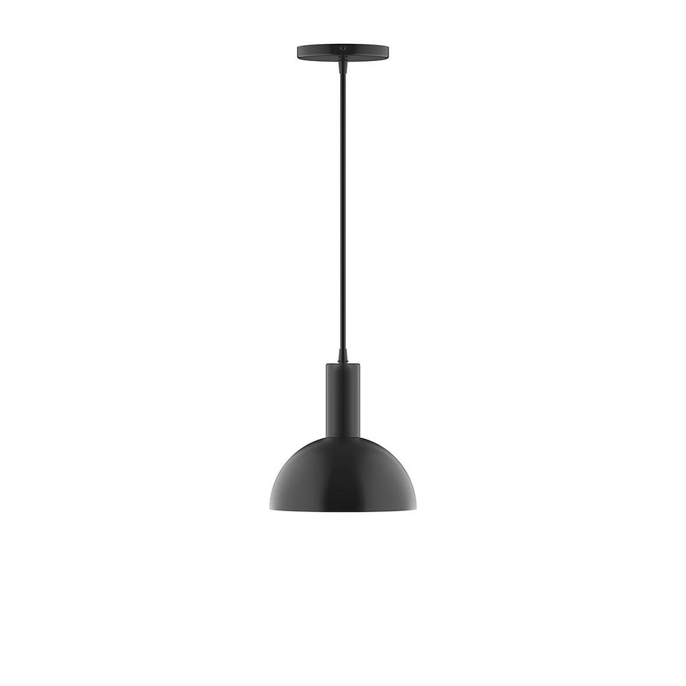 8" Stack Mini Dome LED Pendant, white cord with canopy, Black