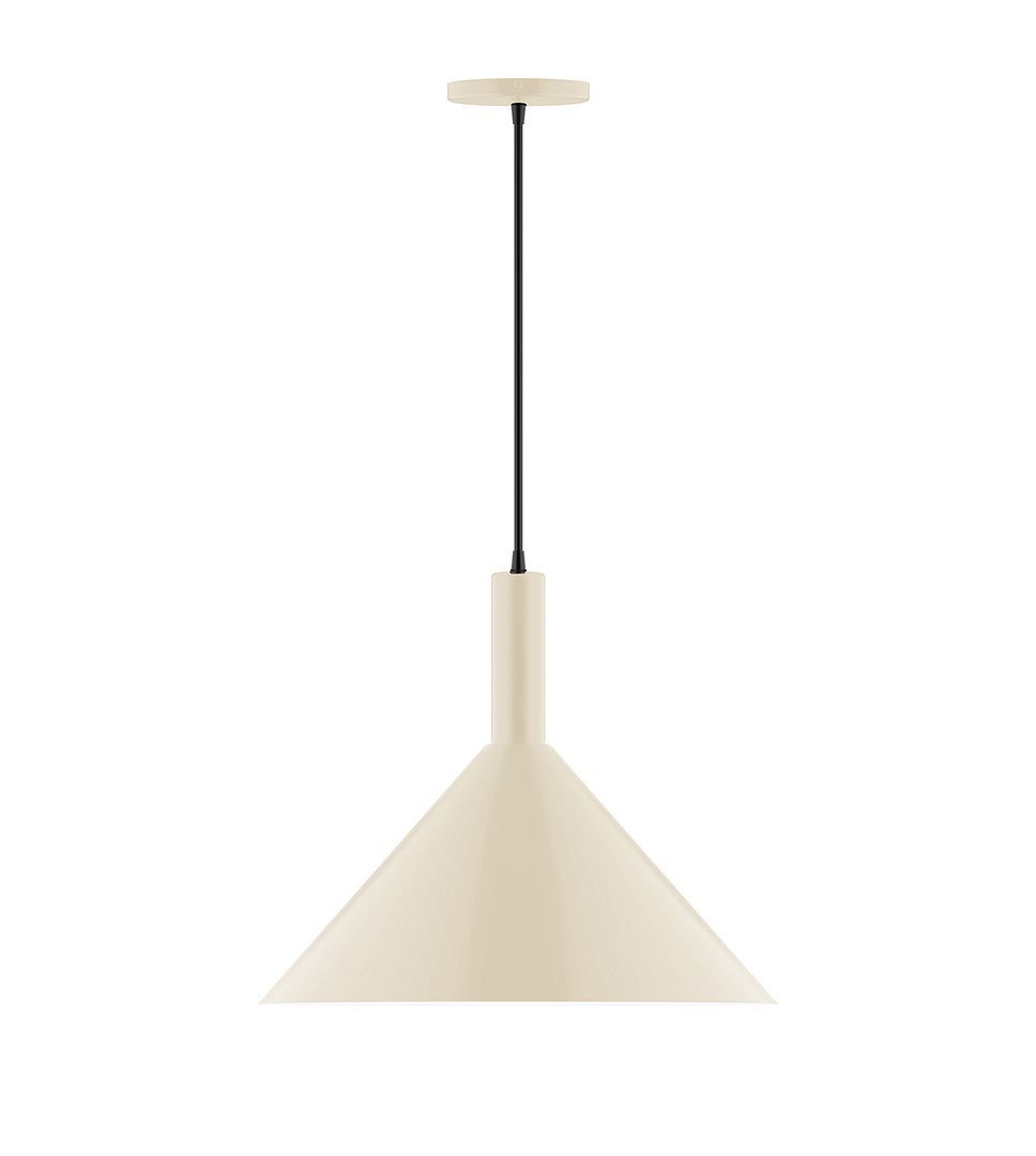 18" Stack Cone LED Pendant, white cord with canopy, Cream