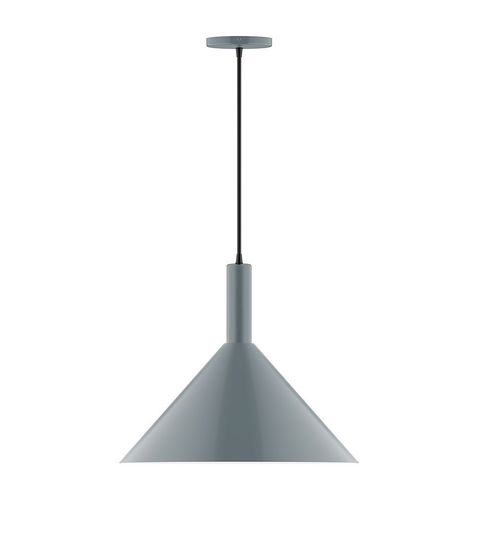 18" Stack Cone LED Pendant, gray fabric cord with canopy, Slate Gray