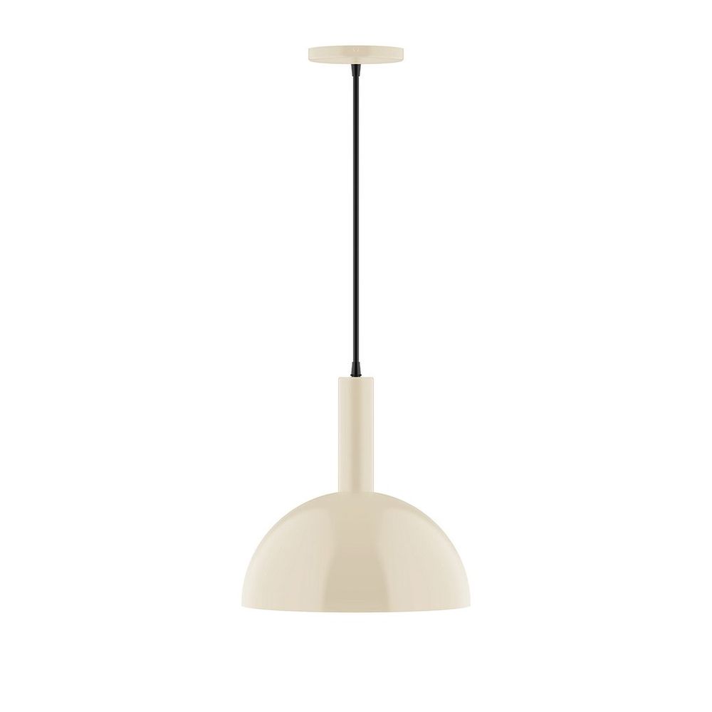 12" Stack Dome LED Pendant, gray fabric cord with canopy, Cream