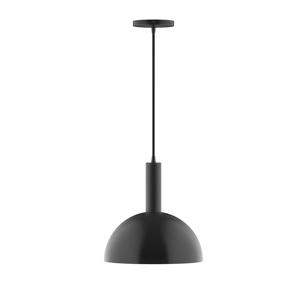 12" Stack Dome LED Pendant, black fabric cord with canopy, Black