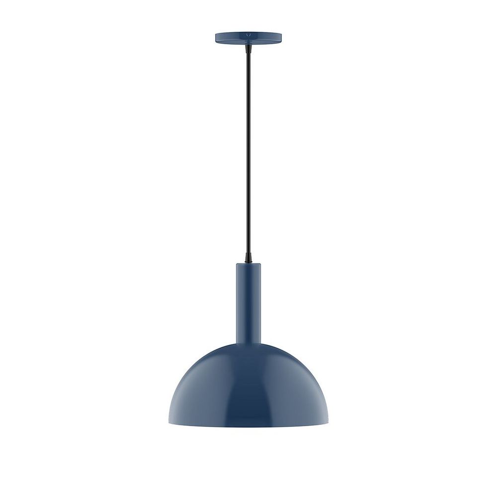 12" Stack Dome LED Pendant, white cord with canopy, Navy