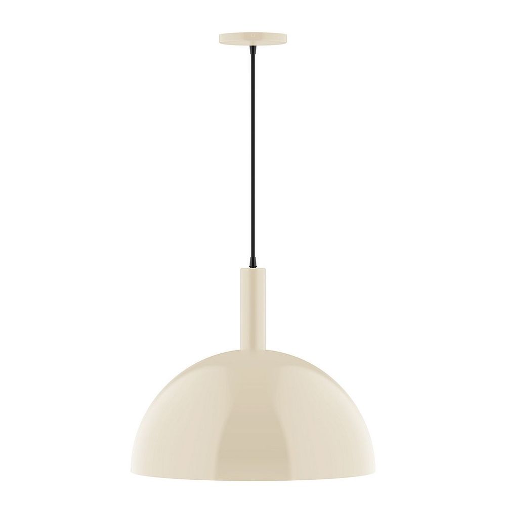 18" Stack Dome LED Pendant, cool tweed fabric cord with canopy, Cream