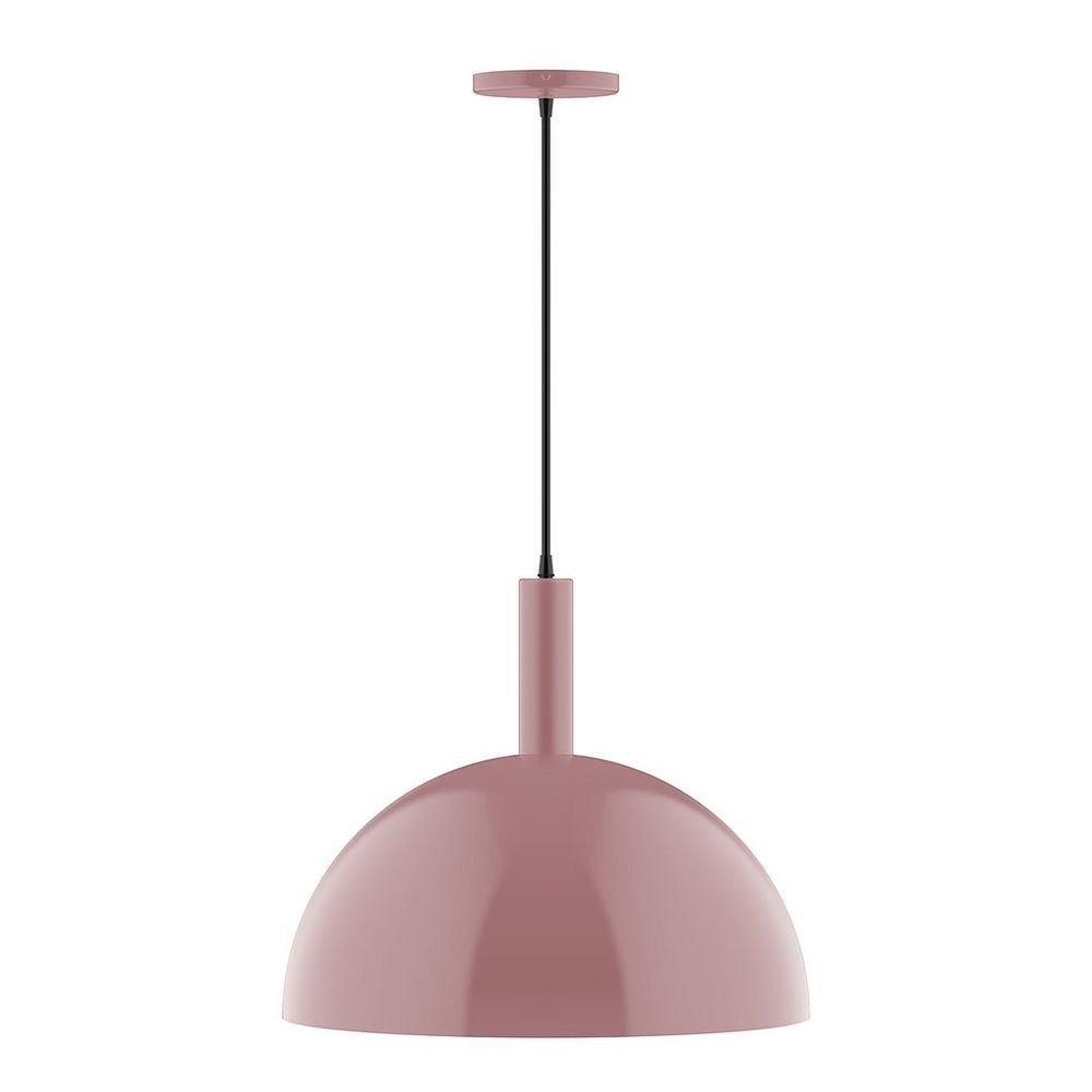 18" Stack Dome LED Pendant, white fabric cord with canopy, Mauve