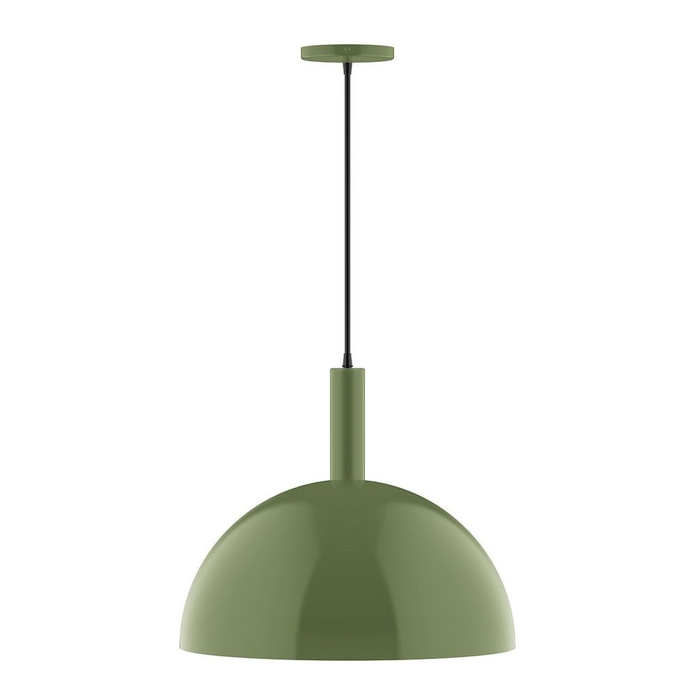 18" Stack Dome LED Pendant, white cord with canopy, Fern Green