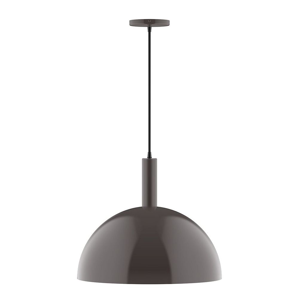 18" Stack Dome LED Pendant, gray fabric cord with canopy, Architectural Bronze