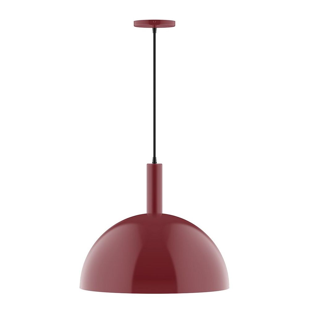 18" Stack Dome LED Pendant, gray fabric cord with canopy, Barn Red