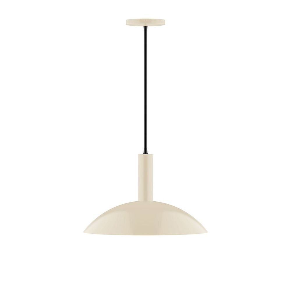 16" Stack Half Dome LED Pendant, white fabric cord with canopy, Cream