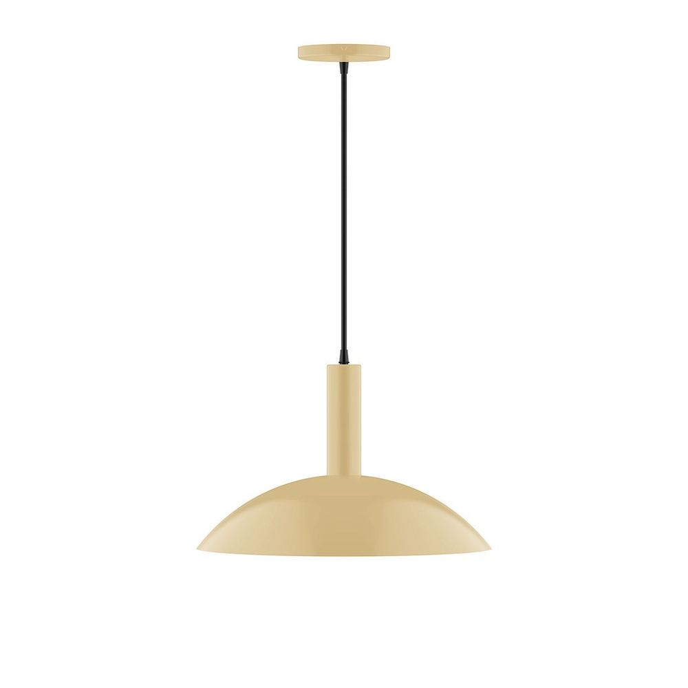 16" Stack Half Dome LED Pendant, polished copper fabric cord with canopy, Ivory