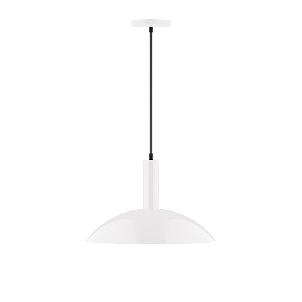 16" Stack Half Dome LED Pendant, white cord with canopy, White