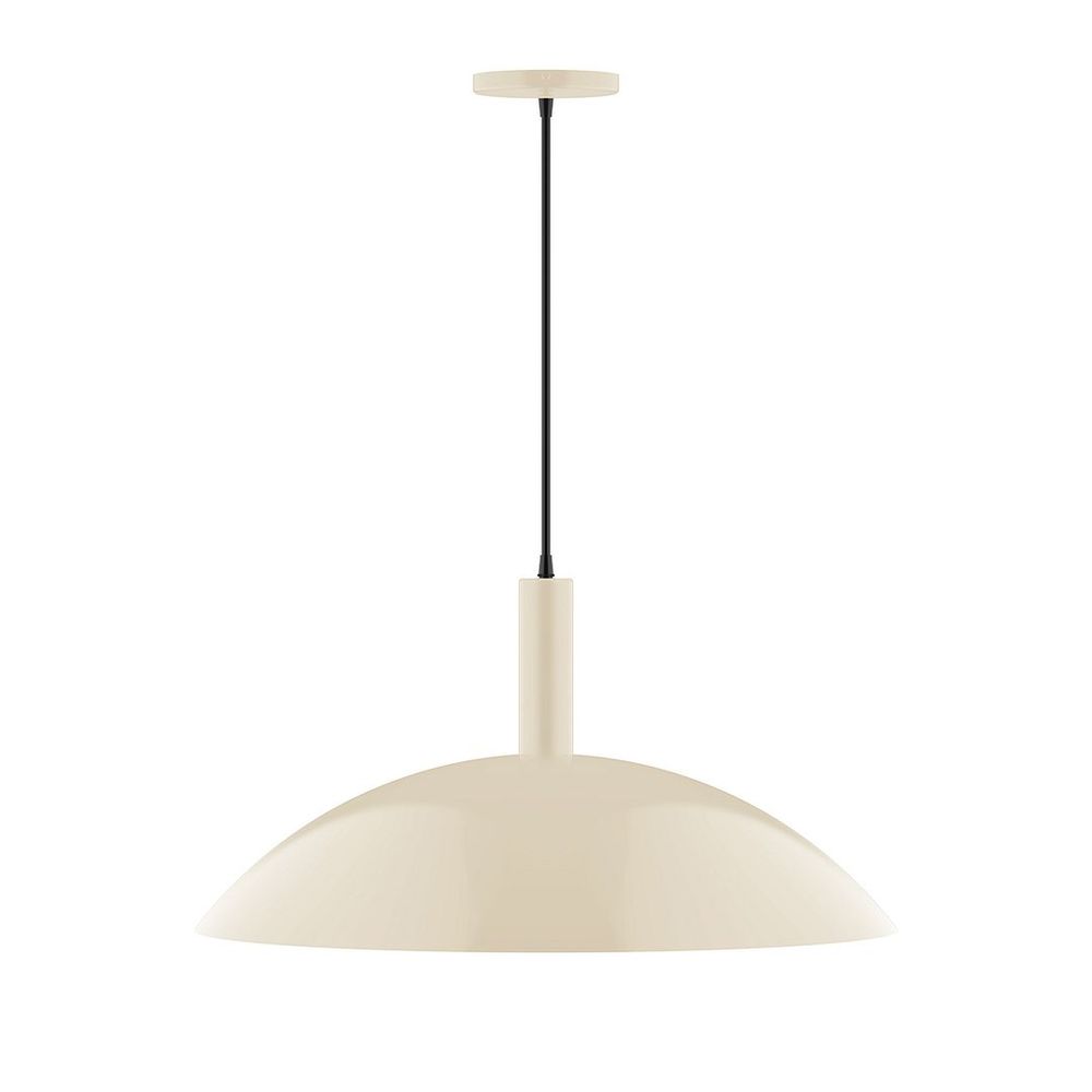 24" Stack Half Dome LED Pendant, polished copper fabric cord with canopy, Cream