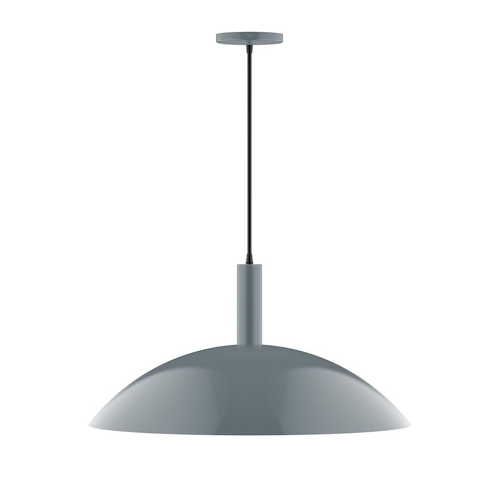 24" Stack Half Dome LED Pendant, gray fabric cord with canopy, Slate Gray