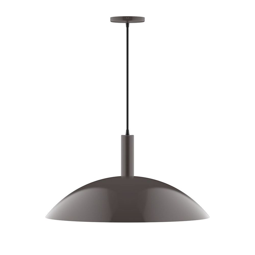 24" Stack Half Dome LED Pendant, polished copper fabric cord with canopy, Architectural Bronze