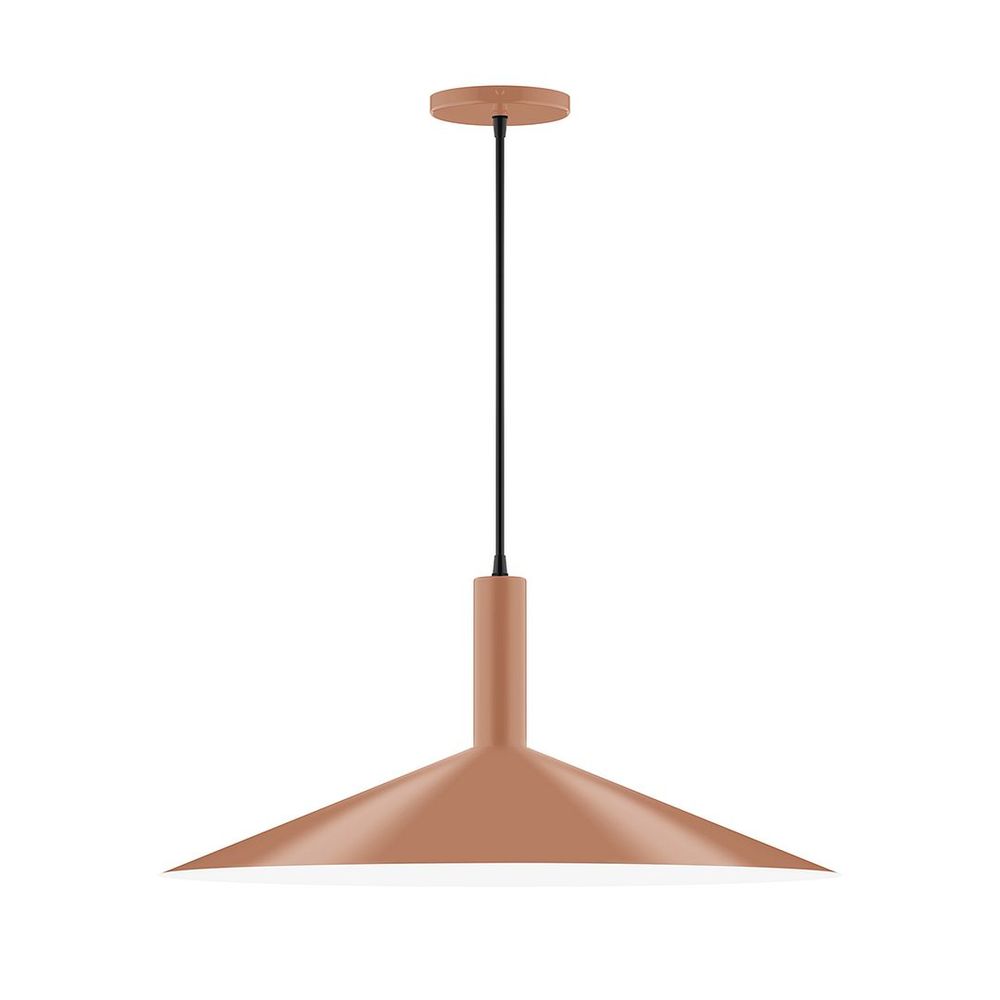 24" Stack Shallow Cone LED Pendant, polished copper fabric cord with canopy, Terracotta