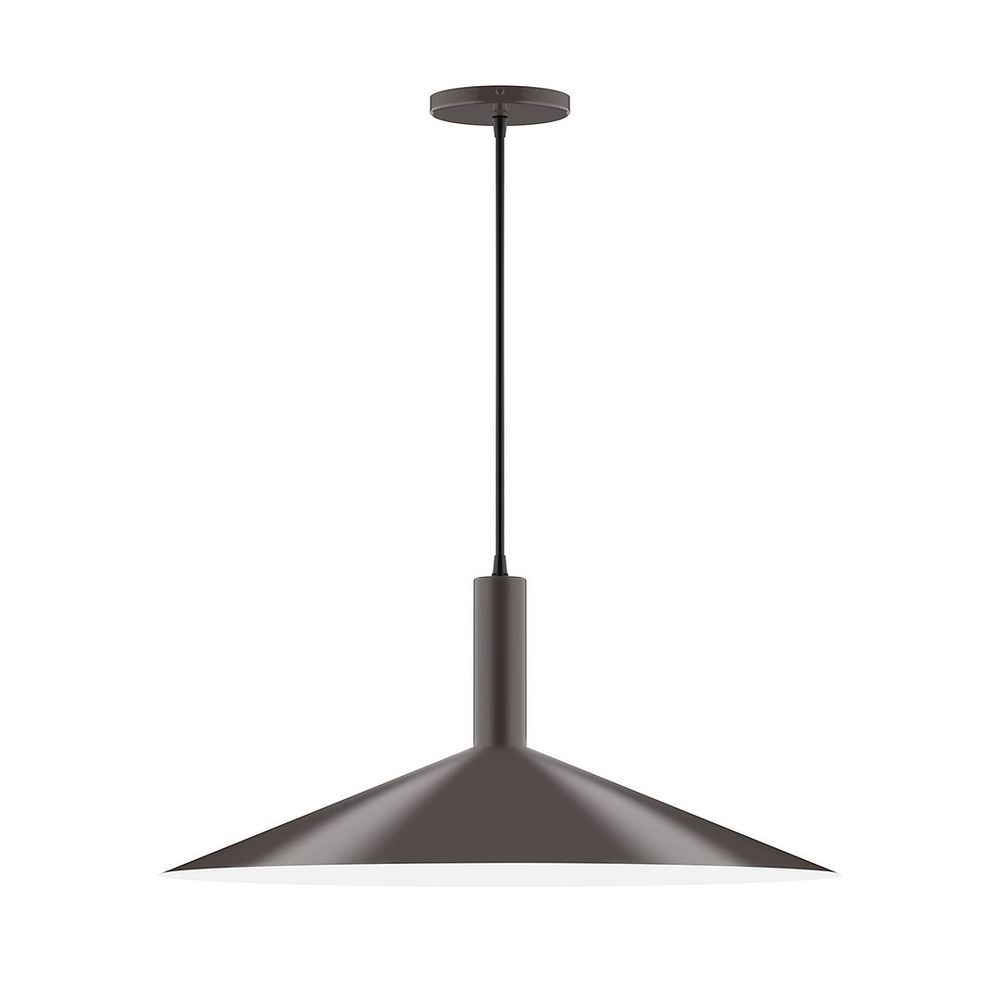 24" Stack Shallow Cone LED Pendant, gray fabric cord with canopy, Architectural Bronze