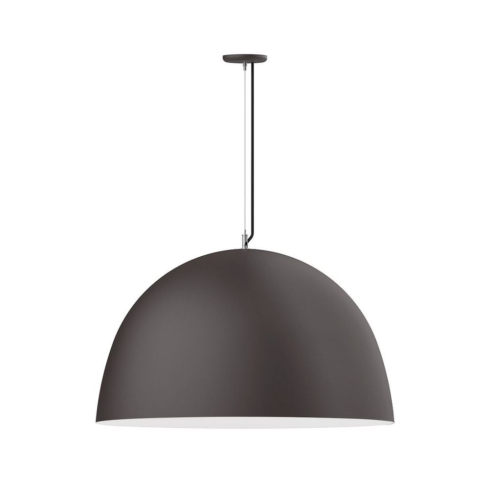 36" XL Choices Deep Dome Shade, medium base, SS cable, black cord with canopy, Bronze Matte