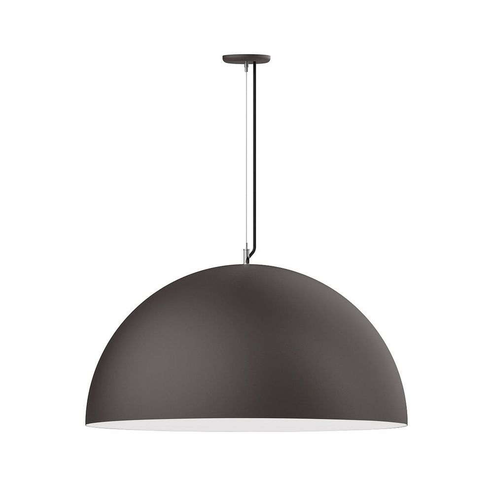 36" XL Choices Shallow Dome Shade, medium base, SS cable, white cord with canopy, Bronze Matte