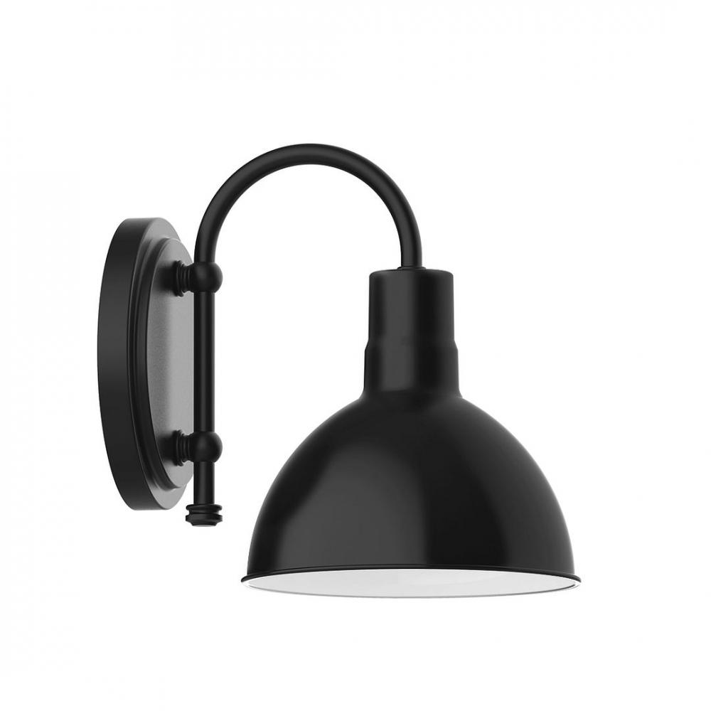 8" Deep Bowl shade, wall mount sconce, Black