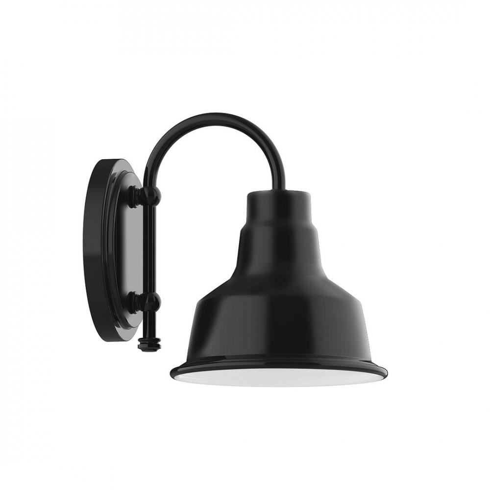 8" Warehouse shade, wall mount sconce, Black