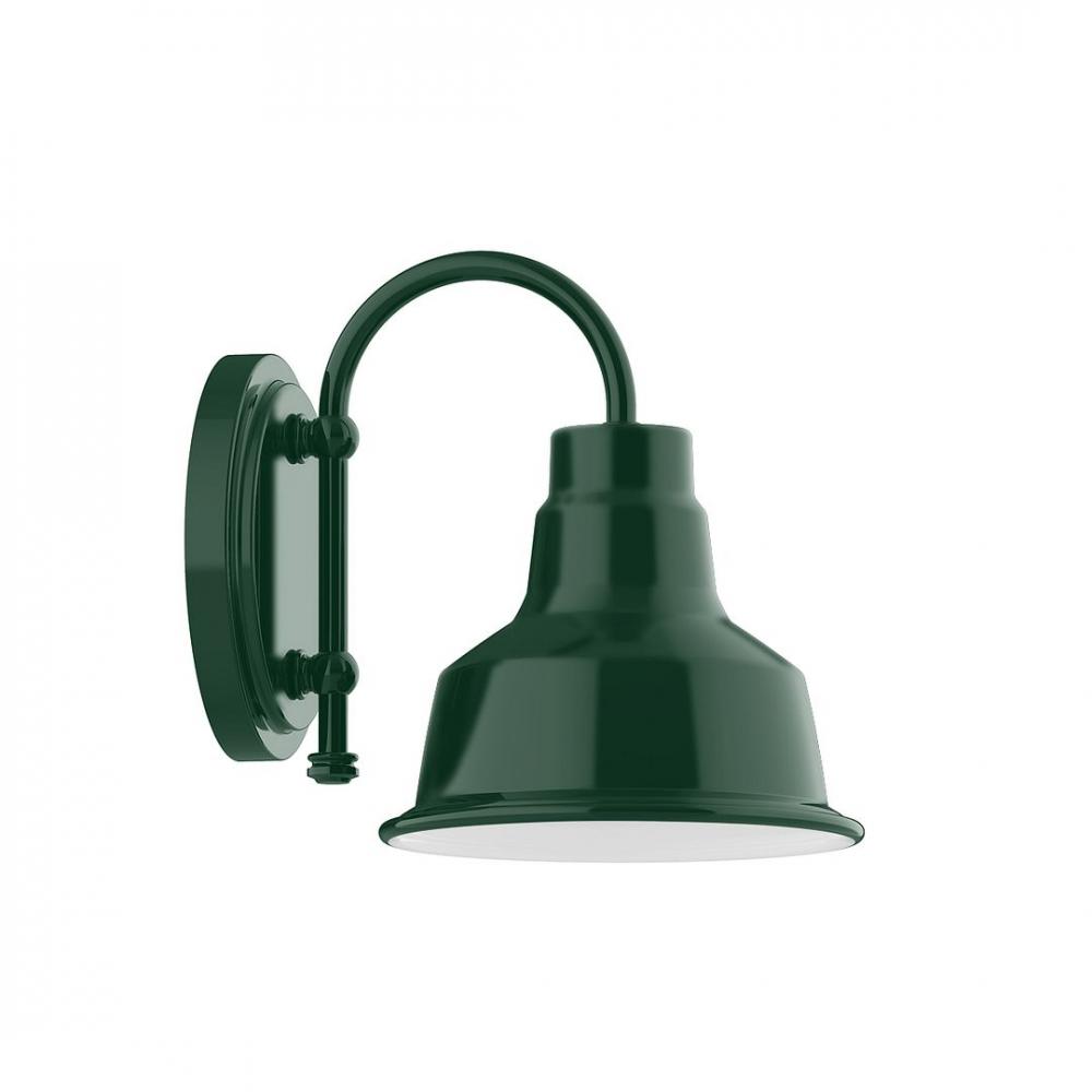 8" Warehouse shade, wall mount sconce, Forest Green