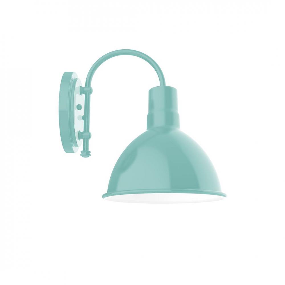 10" Deep Bowl shade wall mount sconce with wire grill, Sea Green