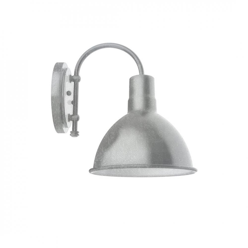 10" Deep Bowl shade, wall mount sconce with Frosted Glass and guard, Painted Galvanized