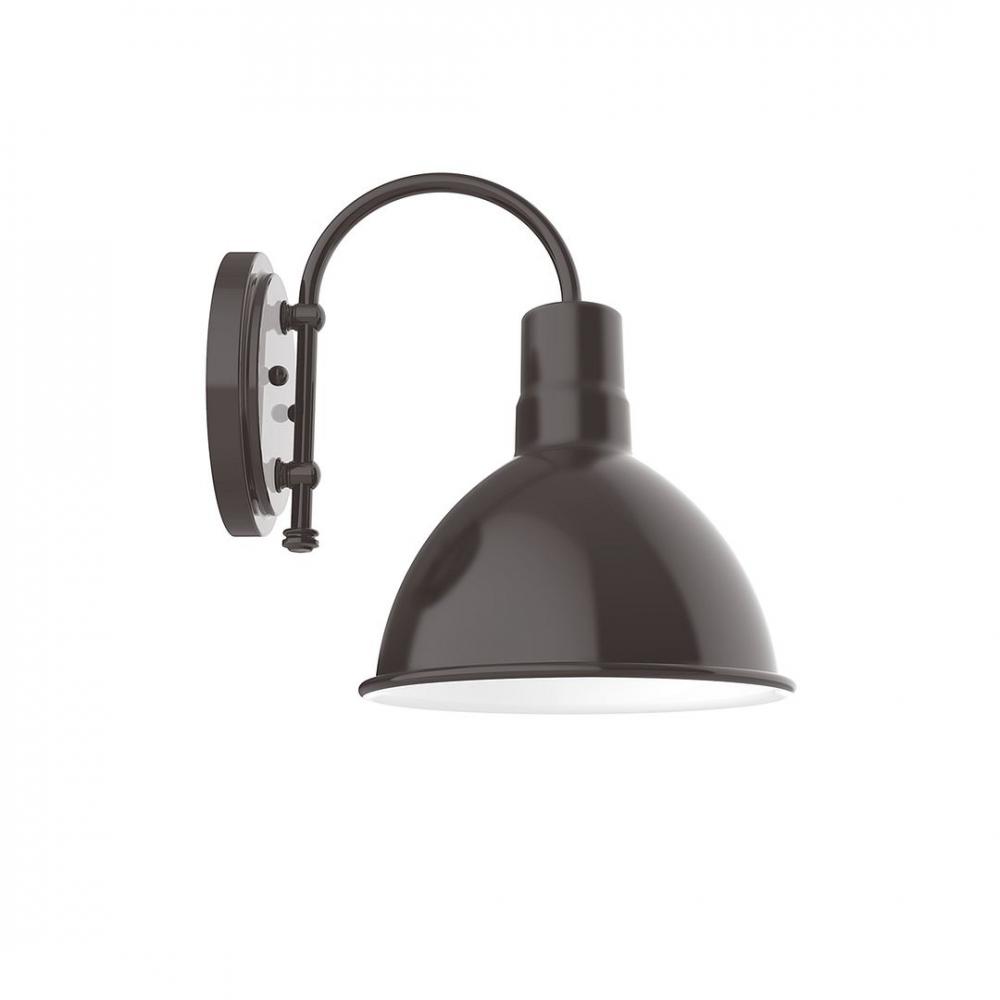 10" Deep Bowl shade, wall mount sconce with Frosted Glass and guard, Architectural Bronze