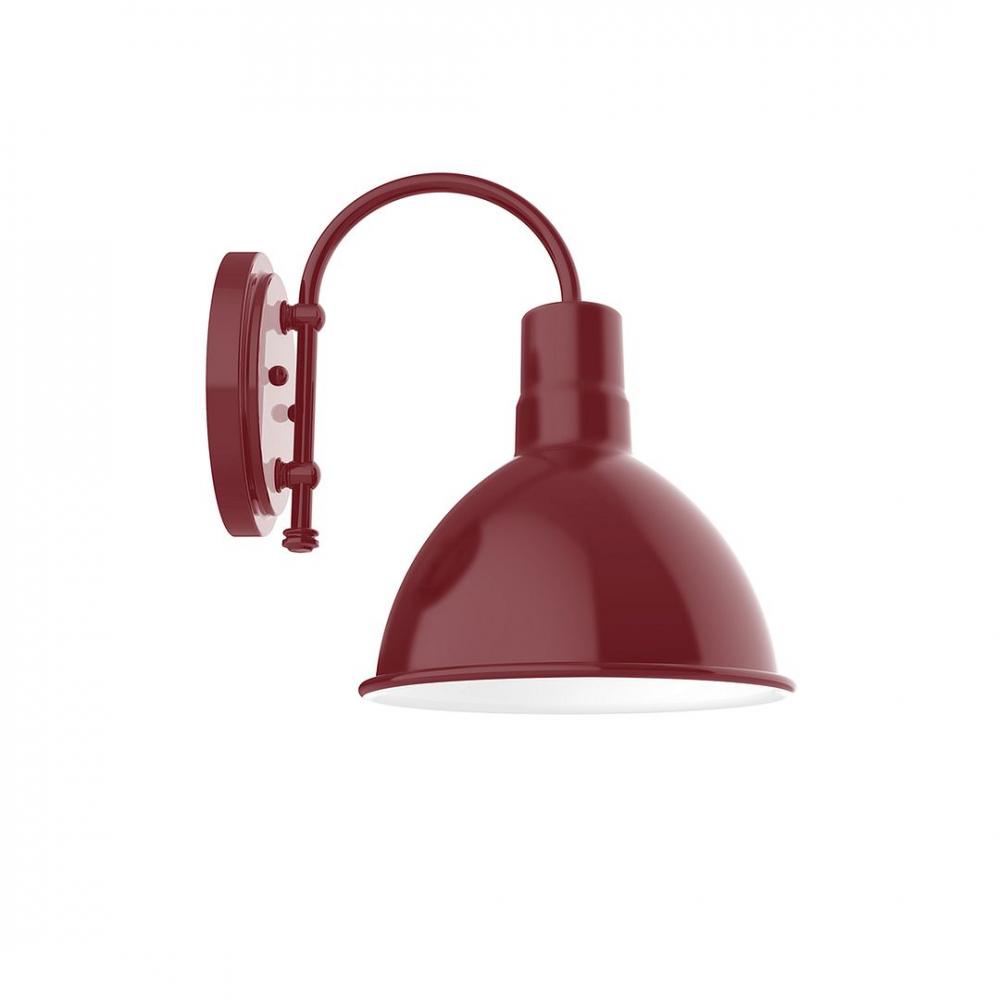 10" Deep Bowl shade, wall mount sconce with Frosted Glass and guard, Barn Red