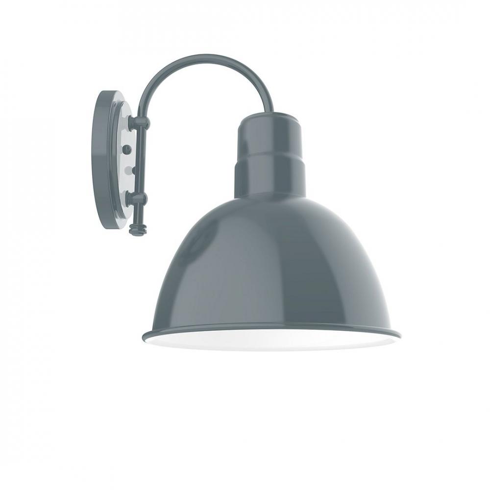 12" Deep Bowl shade, wall mount sconce with clear glass and guard, Slate Gray