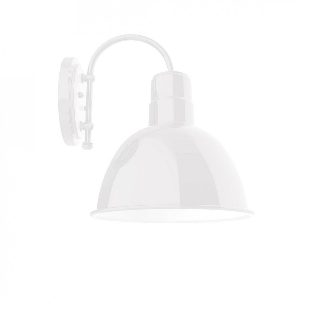 12" Deep Bowl shade, wall mount sconce with Frosted Glass and guard, White