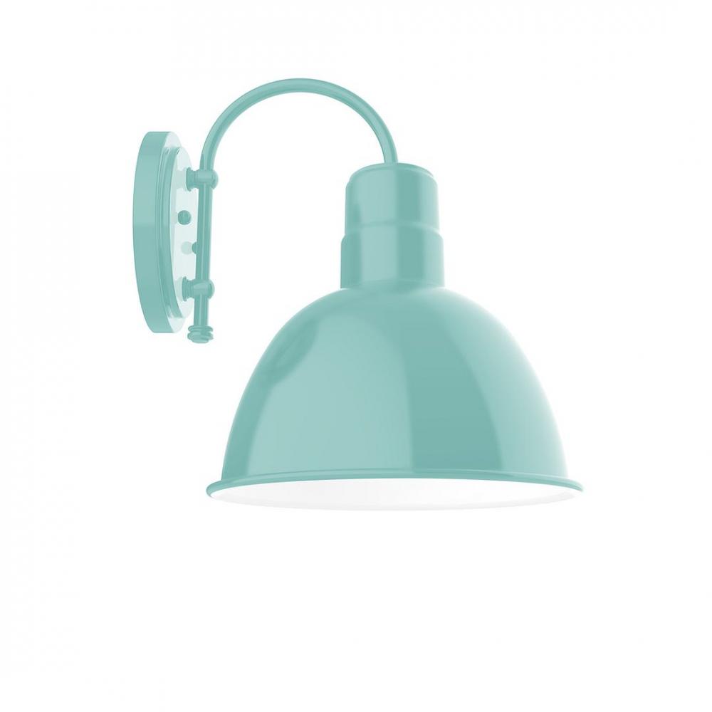 12" Deep Bowl shade, wall mount sconce with clear glass and guard, Sea Green