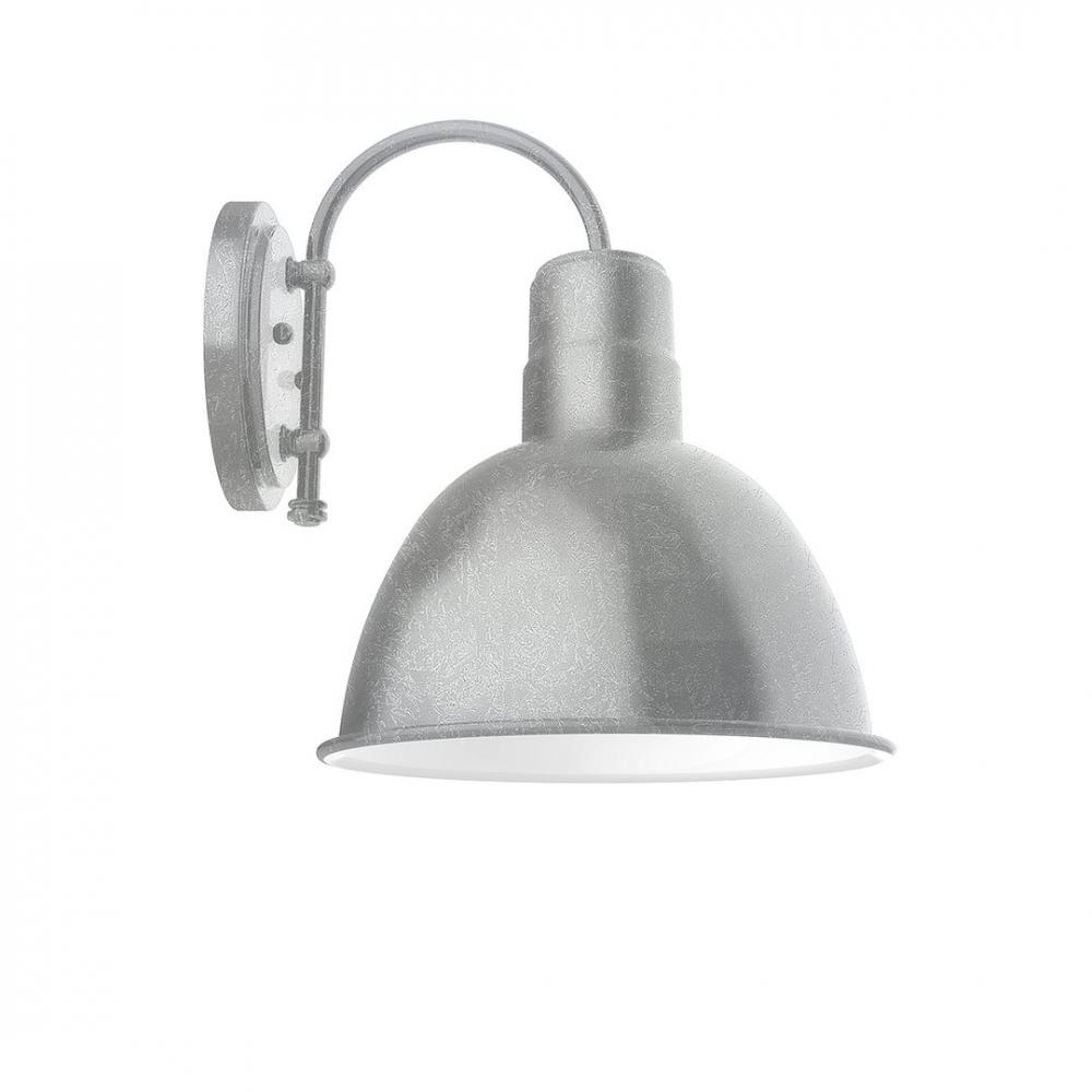 12" Deep Bowl shade, wall mount sconce with Frosted Glass and guard, Painted Galvanized