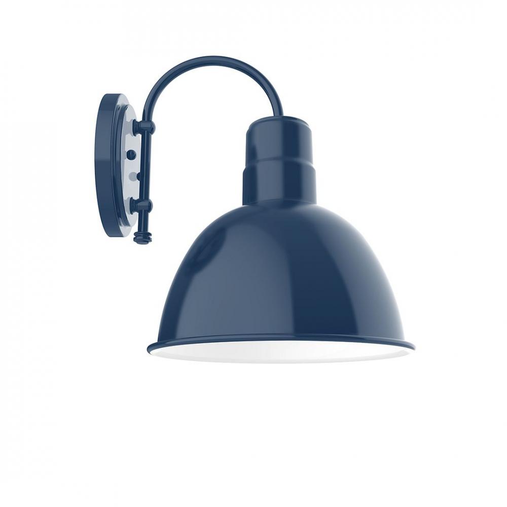 12" Deep Bowl shade, wall mount sconce with clear glass and guard, Navy