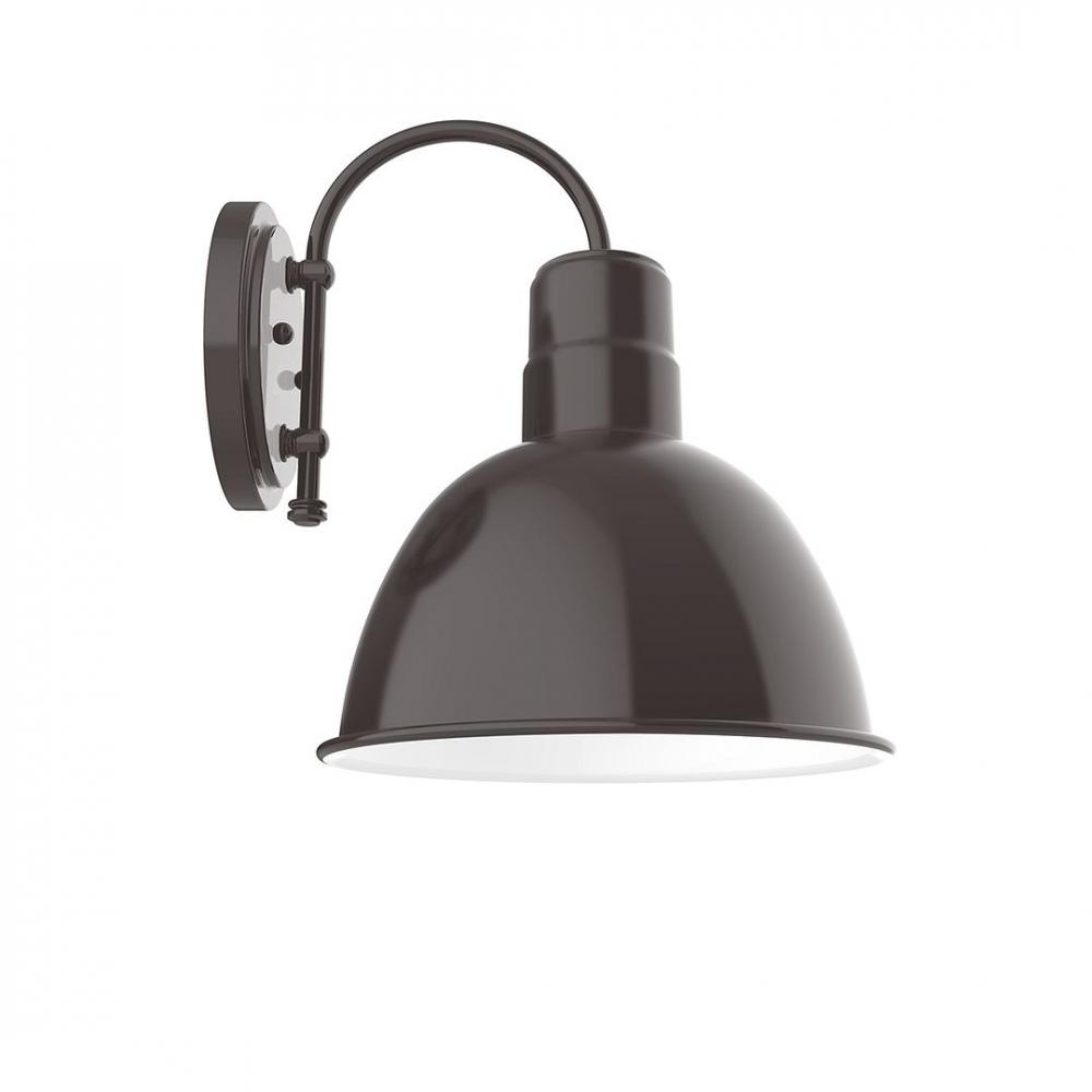 12" Deep Bowl shade, wall mount sconce with Frosted Glass and guard, Architectural Bronze