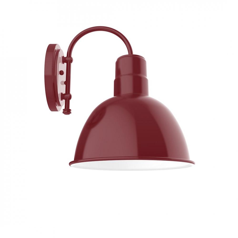 12" Deep Bowl shade, wall mount sconce with Frosted Glass and guard, Barn Red