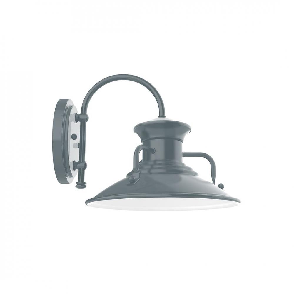 12" Homestead shade, wall mount sconce with Frosted Glass and guard, Slate Gray